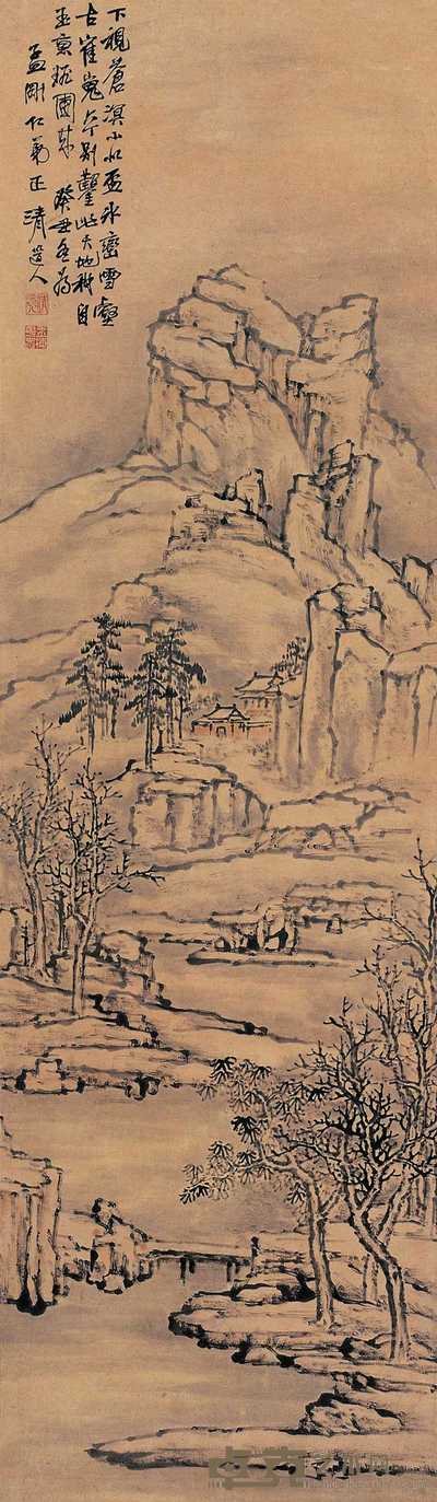 李瑞清 癸丑(1913)年作 山水 立轴 173.5×50.5cm